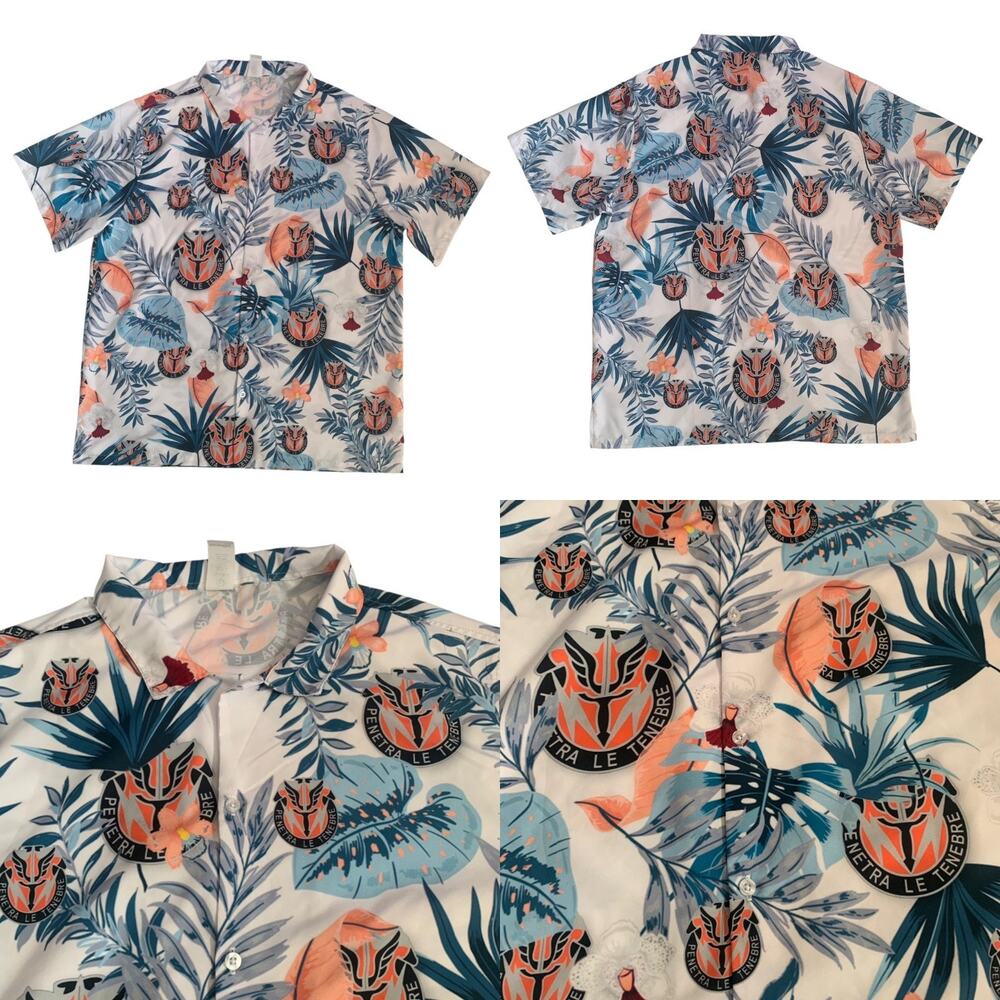 Penetra Le Tenebre Men's Size L US Army's 112th Signal Battalion Hawaiian Shirt